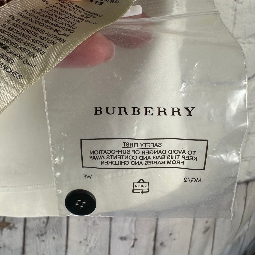 Burberry Brit Womens White Nova Check Cuff Polo Shirt Cotton Pique Size S P - Picture 5 of 10